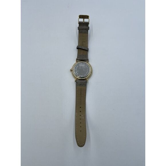 Speidel Express Men Gold Tone White Dial Leather Analog Quartz Watch - Picture 2 of 3